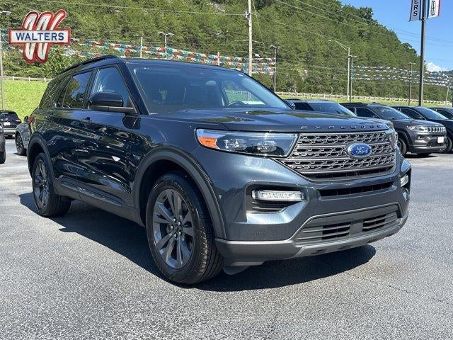 2023 Ford Explorer XLT 4WD in Stone Blue Metallic — front three-quarter view