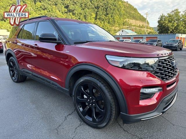 2023 Ford Explorer ST-Line 4WD in Rapid Red Metallic Tinted Clearcoat — front three-quarter view