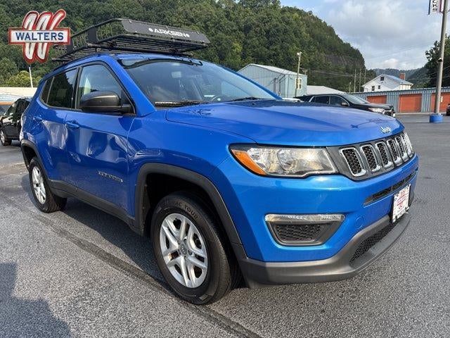 2018 Jeep Compass Sport 4x4 in Laser Blue Pearlcoat — front three-quarter view