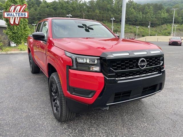 2026 Nissan Frontier Crew Cab 4x4 SV in Red Alert — front three-quarter view