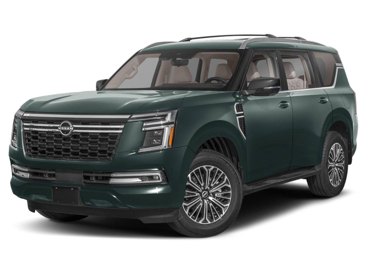 2026 Nissan Armada 4x4 Platinum in Alpine Metallic — front three-quarter view