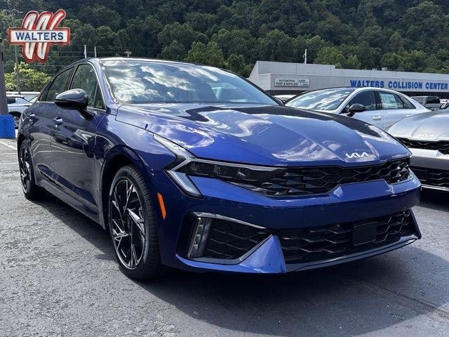 2025 Kia K5 GT-Line Auto AWD in Yacht Blue — front three-quarter view