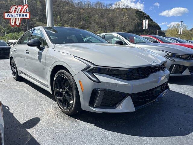 2026 Kia K5 GT-Line Auto AWD in Wolf Gray — front three-quarter view