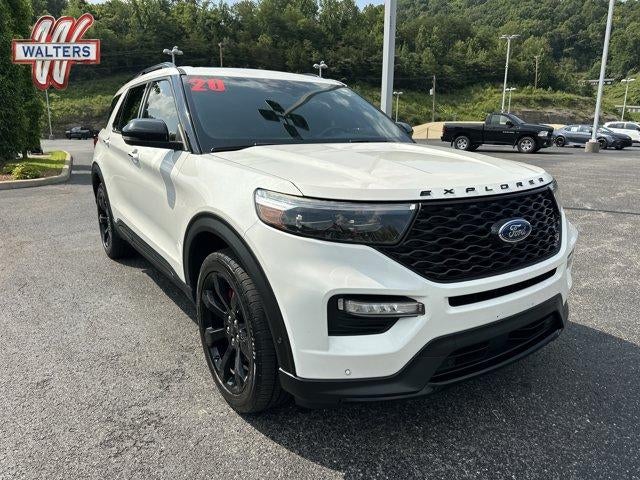 2020 Ford Explorer ST 4WD in Star White Metallic Tri-Coat — front three-quarter view