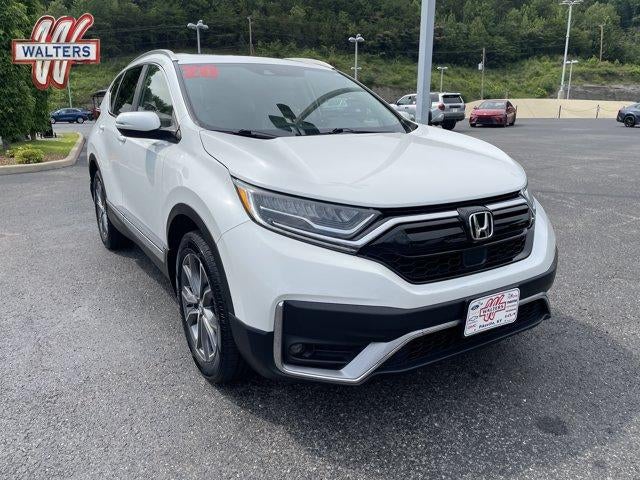 2020 Honda CR-V Touring AWD in Platinum White Pearl — front three-quarter view