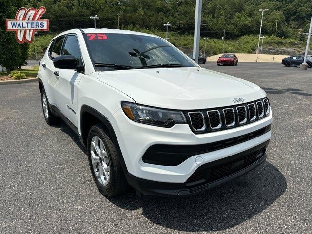 2025 Jeep Compass Sport 4x4 in Bright White Clearcoat — front three-quarter view